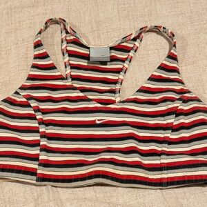 NOT AVAIL Old School Cotton Nike Red, Black, and White Striped Sports Bra Size S